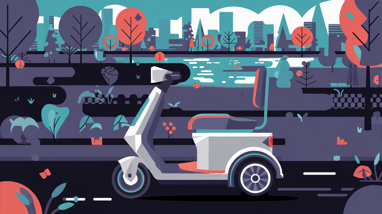 Elektrische scootmobiel in stadspark landschap illustratie